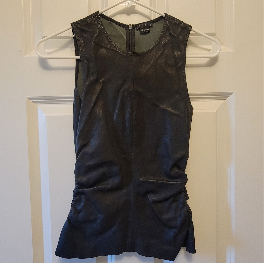 Theory faux leather top